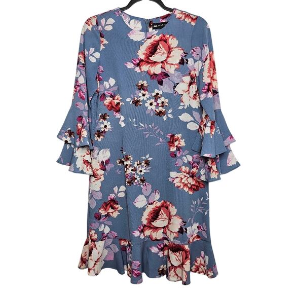 Jill Stuart Tiered Sleeve Ruffled Dress Size Small Flirty Career Blue Date Night - Picture 1 of 8